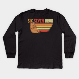 Six Seven Bruh Capybara Owner Gift Kids Long Sleeve T-Shirt