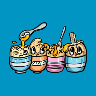 Four Boiled Eggs Cartoon Characters