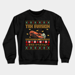 Lobster Money Tax Evasion Funny Retro Holiday Comedy Crewneck Sweatshirt