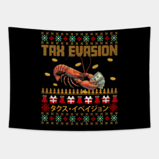 Lobster Money Tax Evasion Funny Retro Holiday Comedy Tapestry