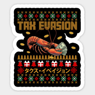 Lobster Money Tax Evasion Funny Retro Holiday Comedy Sticker