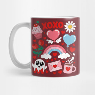 XOXO Valentine Valentine's Day Coffee Cupid Rainbow Mug