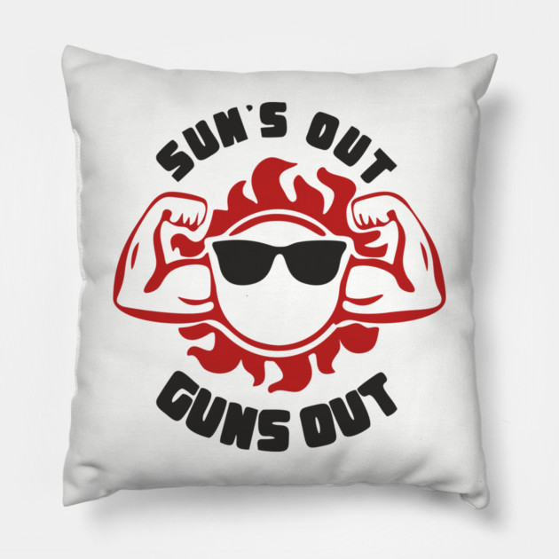 Sun's Out Guns Out Dad Bod Pillow by Anticorporati
