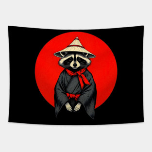 Samurai Raccoon, Japanese Raccoon Kimono Design for Raccoon Lovers Tapestry