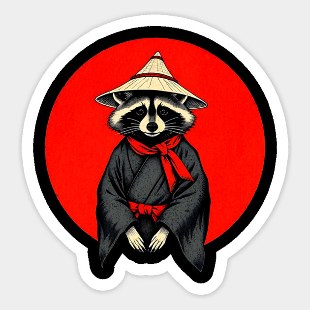 Samurai Raccoon, Japanese Raccoon Kimono Design for Raccoon Lovers Magnet by Pixel Threads 