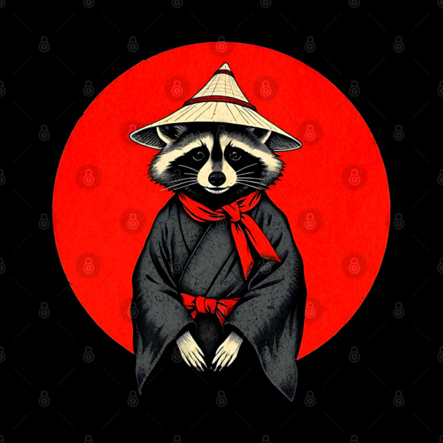 Samurai Raccoon, Japanese Raccoon Kimono Design for Raccoon Lovers by Pixel Threads 