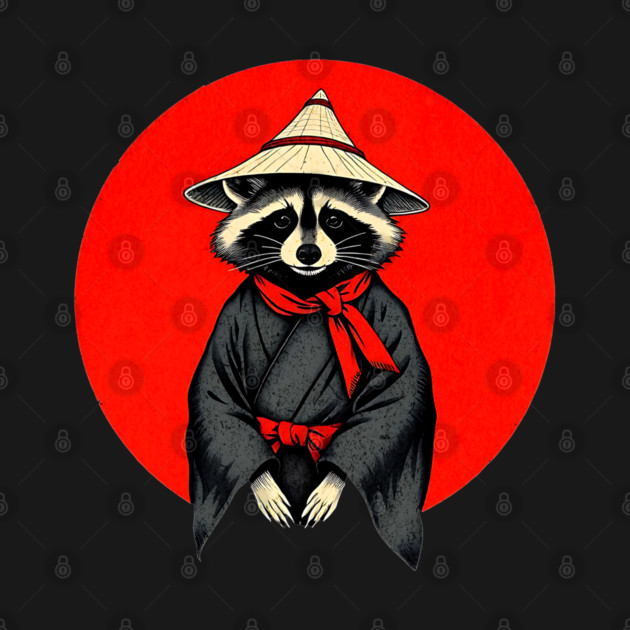 Samurai Raccoon, Japanese Raccoon Kimono Design for Raccoon Lovers by Pixel Threads 