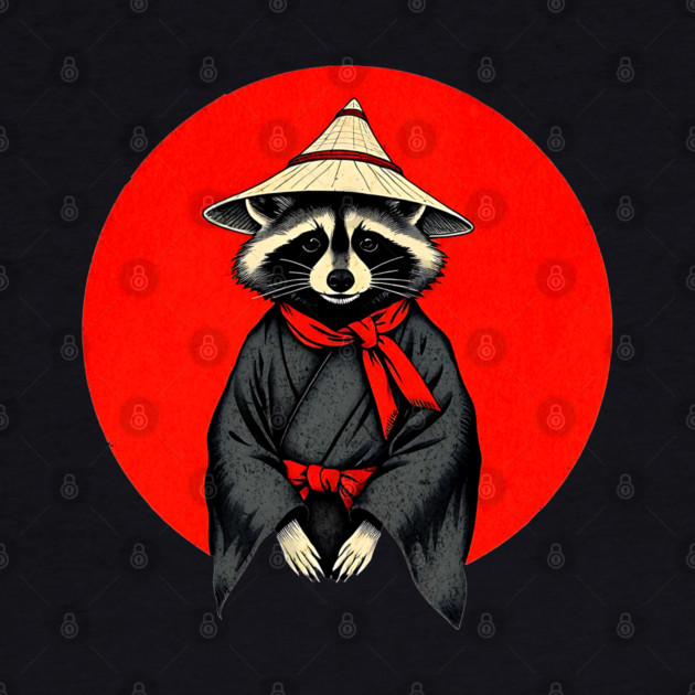 Samurai Raccoon, Japanese Raccoon Kimono Design for Raccoon Lovers by Pixel Threads 