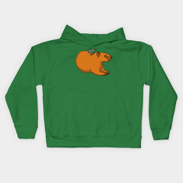 Groundhog chilling with a frog Kids Hoodie by DeguArts