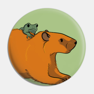 Groundhog chilling with a frog Pin