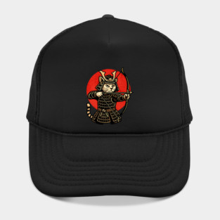 Samurai Cat Archer, Japanese Warrior Neko Vintage Art Gift Hat