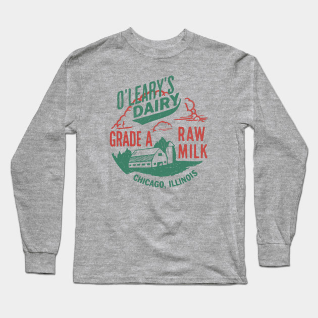 Vintage O’Leary Dairy Retro Farm Parody Great Chicago Fire Long Sleeve T-Shirt by Yesteeyear
