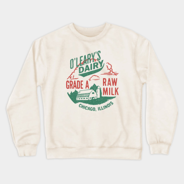 Vintage O’Leary Dairy Retro Farm Parody Great Chicago Fire Crewneck Sweatshirt by Yesteeyear
