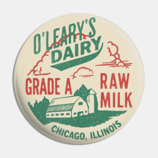 Vintage O’Leary Dairy Retro Farm Parody Great Chicago Fire Pin
