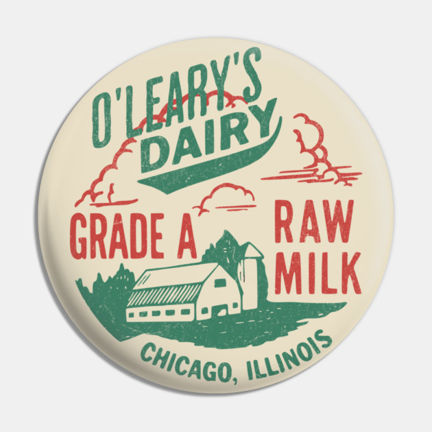 Vintage O’Leary Dairy Retro Farm Parody Great Chicago Fire Pin by Yesteeyear