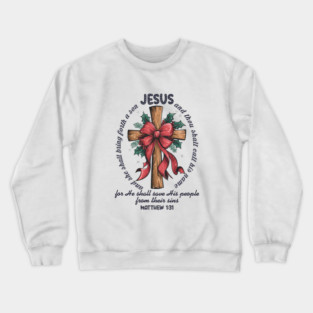 Jesus Christmas Cross Holiday Faith Crewneck Sweatshirt