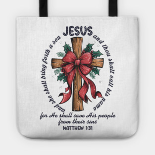 Jesus Christmas Cross Holiday Faith Tote