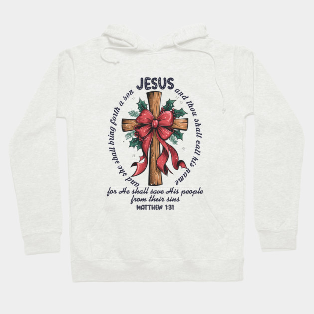Jesus Christmas Cross Holiday Faith Hoodie by Fontias
