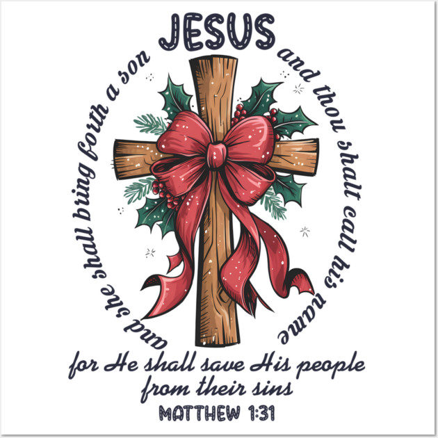 Jesus Christmas Cross Holiday Faith Wall Art by Fontias