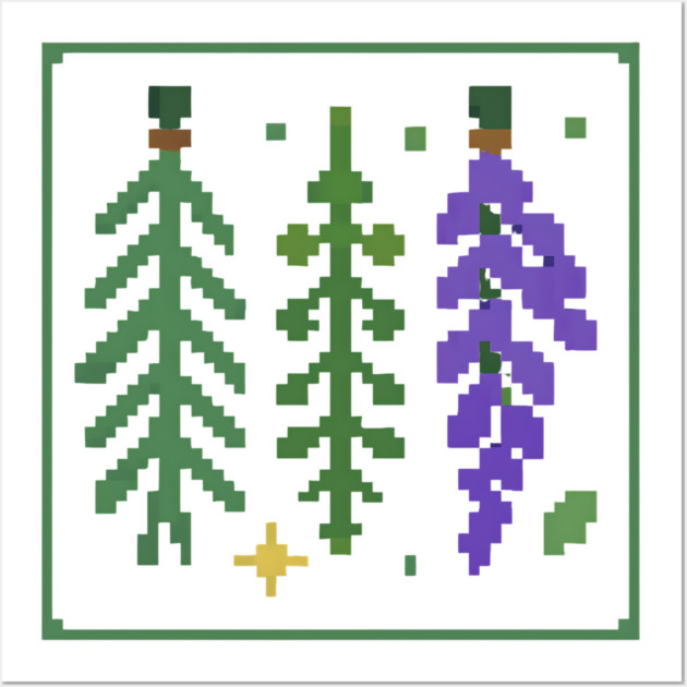 Hanging Herbs and Flowers - Pixel Wall Art by Midsummer Dream House