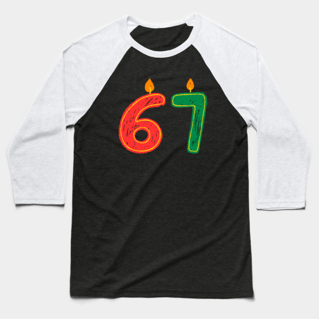 New Year's Eve 67 Candles Baseball T-Shirt by Creatifly Graphic Tees