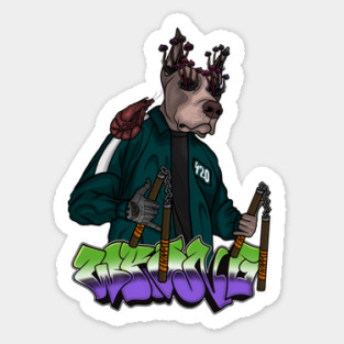 Crazy Dog with Mushrooms Sticker