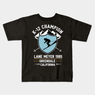 K-12 Champion Lane Meyer 1985 Skiing Crest Kids T-Shirt