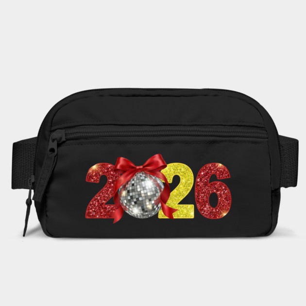 Happy New Year 2026 Disco Ball Red Coquette Bow by Creatifly Graphic Tees