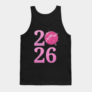 Happy New Year 2026 Disco Ball Pink Tank Top