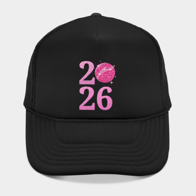 Happy New Year 2026 Disco Ball Pink by Creatifly Graphic Tees