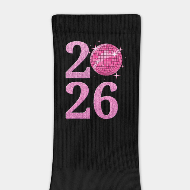 Happy New Year 2026 Disco Ball Pink by Creatifly Graphic Tees