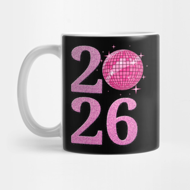 Happy New Year 2026 Disco Ball Pink by Creatifly Graphic Tees