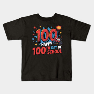 Happy 100 Days School Funny Spider 100 Days Kids T-Shirt