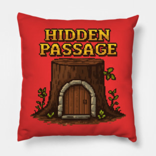 Hidden Passage - Retro Red Pixel Pillow