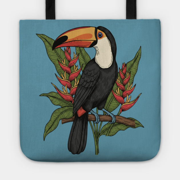 Toco Toucan With Heliconia Blooms Tote by BirdsnStuff
