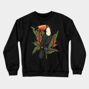 Toco Toucan With Heliconia Blooms Crewneck Sweatshirt
