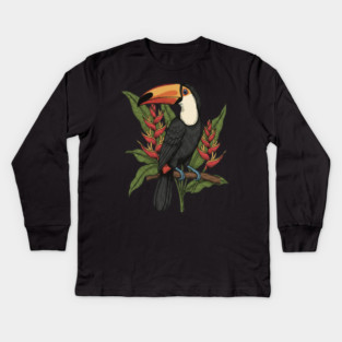 Toco Toucan With Heliconia Blooms Kids Long Sleeve T-Shirt