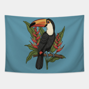 Toco Toucan With Heliconia Blooms Tapestry