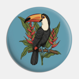Toco Toucan With Heliconia Blooms Pin