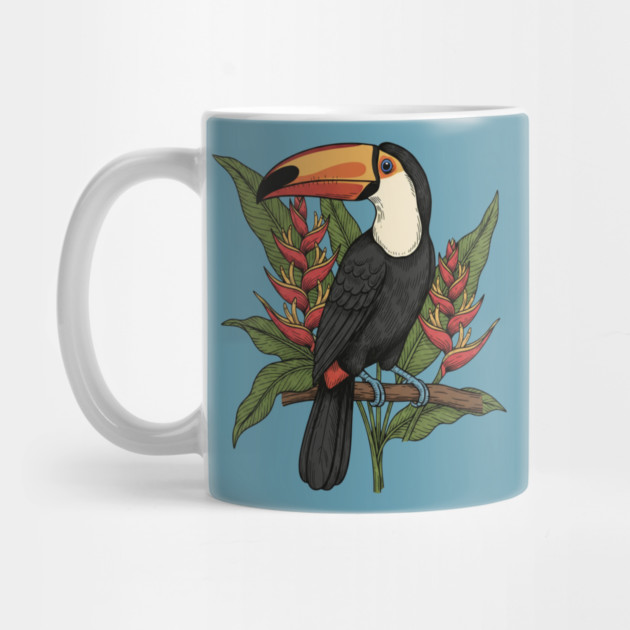Toco Toucan With Heliconia Blooms by BirdsnStuff