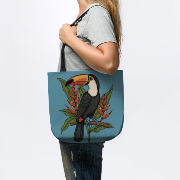 Toco Toucan With Heliconia Blooms by BirdsnStuff
