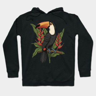 Toco Toucan With Heliconia Blooms Hoodie