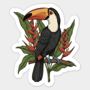 Toco Toucan With Heliconia Blooms Sticker