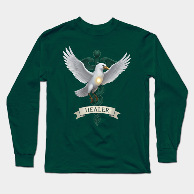 Caladrius Healer Bird Emblem Long Sleeve T-Shirt by DonWillisJrArt