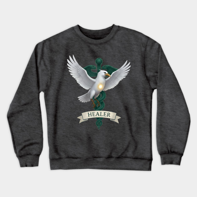 Caladrius Healer Bird Emblem Crewneck Sweatshirt by DonWillisJrArt