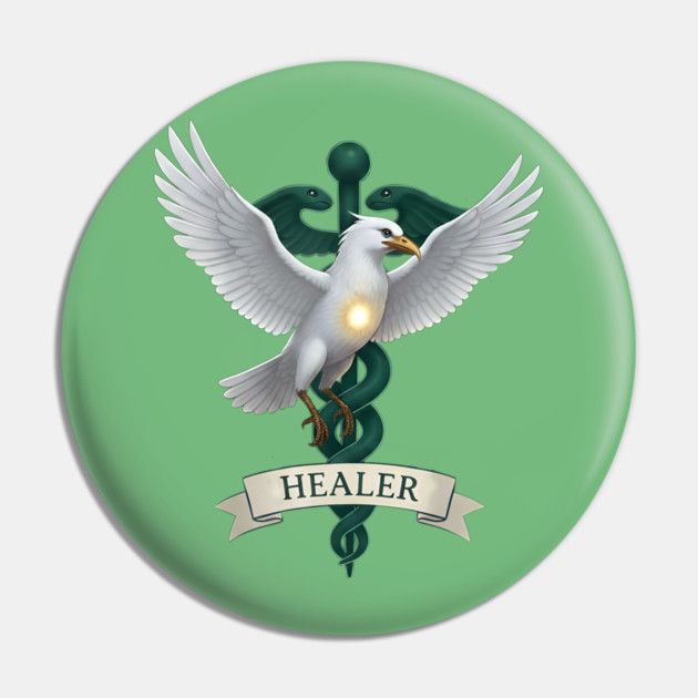 Caladrius Healer Bird Emblem Pin by DonWillisJrArt