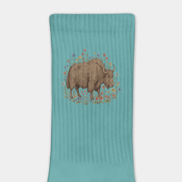 Yak With Wildflowers Illustration by BirdsnStuff