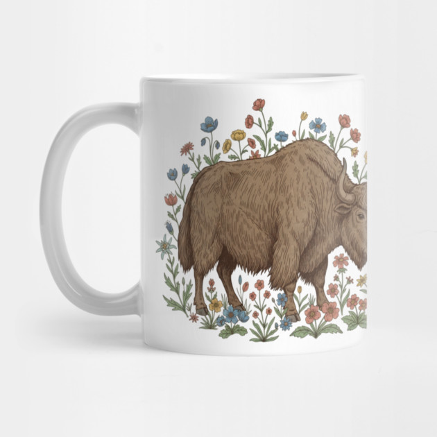 Yak With Wildflowers Illustration by BirdsnStuff