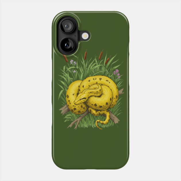 Yellow Anaconda Phone Case by BirdsnStuff