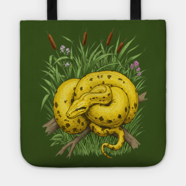 Yellow Anaconda Tote by BirdsnStuff